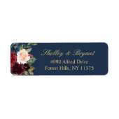 Burgundy Blush Navy Blue Watercolor Floral Address (Vorne)