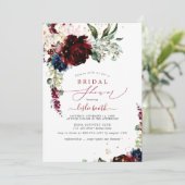 Burgundy Blush Navy H2 Peonies Brautparty Einladung (Stehend Vorderseite)