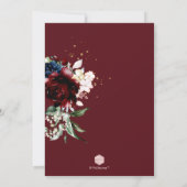 Burgundy Blush Navy H2 Peonies Brautparty Einladung (Rückseite)