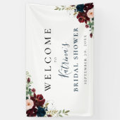 Burgundy Blush Navy Wasserfarbenfloral Banner (Vertikal)