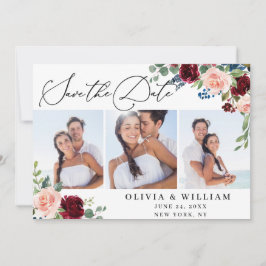 Burgundy Blush Navy White Roses 3 FOTO Hochzeit Save The Date