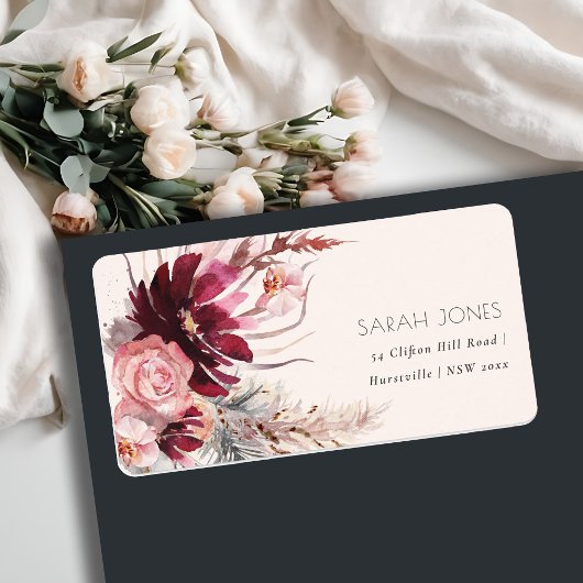 Burgundy Blush Pampas Grass-Adresse Adressaufkleber