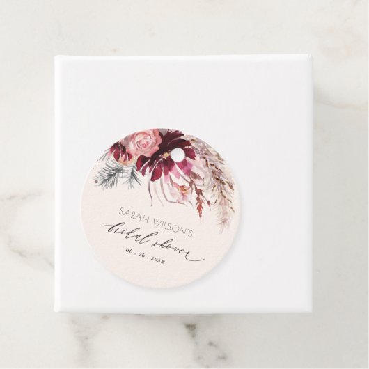 Burgundy Blush Pampas Grass Brautparty Geschenkanhänger (Beispiel)