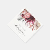 Burgundy Blush Pampas Grass Brautparty N Serviette (Ecke)