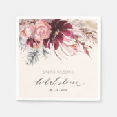 Burgundy Blush Pampas Grass Brautparty Serviette (Vorderseite)