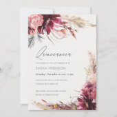 Burgundy Blush Pampas Grass Quinceanera Einladung (Vorderseite)