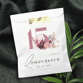 Burgundy Blush Pampas Grass Quinceanera Geschenktütchen