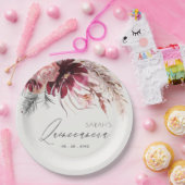 Burgundy Blush Pampas Grass Quinceanera Pappteller (Party)