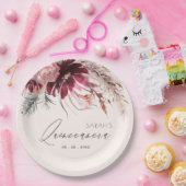 Burgundy Blush Pampas Grass Quinceanera Pappteller (Party)