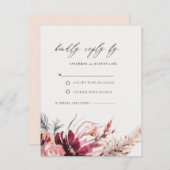 Burgundy Blush Pampas Grass Wedding RSVP En Begleitkarte (Vorne/Hinten)