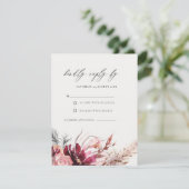 Burgundy Blush Pampas Grass Wedding RSVP En Begleitkarte (Stehend Vorderseite)