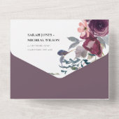 BURGUNDY BLUSH PEACH GREEN GRAY FLORAL WREATH ALL IN ONE EINLADUNG (Rückseite)