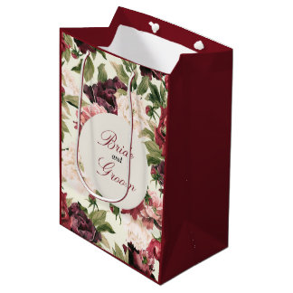 Burgundy & Blush Peony Bouquet Gevor Bag Mittlere Geschenktüte