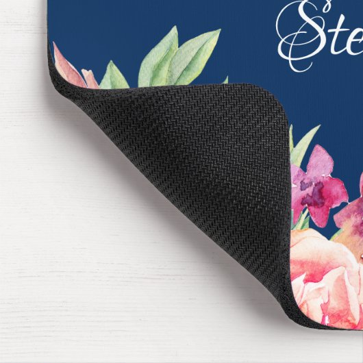 Burgundy Blush Personalisierter Name Mousepad (Ecke)