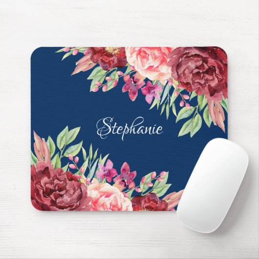 Burgundy Blush Personalisierter Name Mousepad (Mit Mouse)