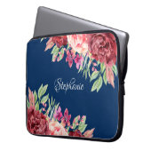 Burgundy Blush Personalisierter Name Navy Blue Laptopschutzhülle (Vorderseite Links)