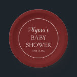 Burgundy Blush Pink Babydusche Pappteller<br><div class="desc">Burgund und rot rosa personalisierte Babydusche Papiertüte. Diese Papiertüte wurde speziell für unsere Babydusche aus Burgundy und Blush Pink entworfen. Text ist ein niedlicher Kalligraphie-/Script-Schriftart und enthält den Namen der Mutter und das Datum der Babydusche. Kontaktieren Sie uns für Hilfe bei der Anpassung oder der Anpassung von Produkten.</div>