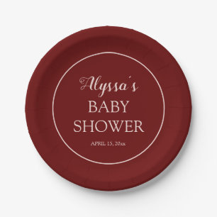 Burgundy Blush Pink Babydusche Pappteller