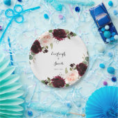 Burgundy Blush Pink Bloral Wedding Pappteller (Party)