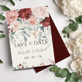 Burgundy Blush Pink Bloral Wedding Save The Date