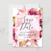 Burgundy & Blush Pink Blues Blues Hochzeit Speiche Magneteinladung (Vorderseite)