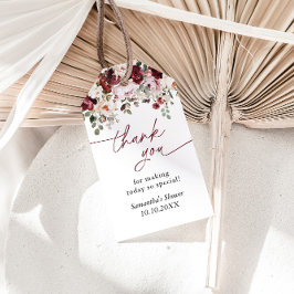 Burgundy Blush Pink Blume Dusche Danke Geschenkanhänger