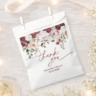 Burgundy Blush Pink Blume Dusche Danke Geschenktütchen