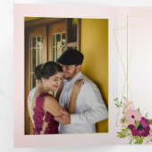 Burgundy & Blush Pink Blume Geometrische Hochzeit Dreifach Gefaltete Einladung (Innen Erste Seite)