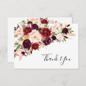 Burgundy Blush Pink Blumenzange Dankeschön Karte (Vorne/Hinten)