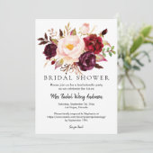 Burgundy Blush Pink Brautparty Foto Einladung (Stehend Vorderseite)