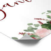 Burgundy Blush Pink Brautparty Signature Poster (Ecke)