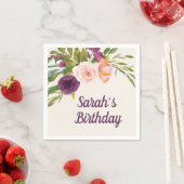 Burgundy Blush PInk Floral Custom Geburtstag Serviette (Beispiel)