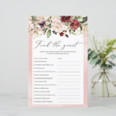 Burgundy Blush Pink Floral Finden Sie das Gast-Spi (Stehend Vorderseite)
