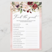 Burgundy Blush Pink Floral Finden Sie das Gast-Spi (Vorderseite)