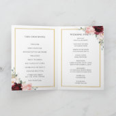 Burgundy Blush Pink Floral Gold Hochzeitsprogramm Programm (Innenseite)