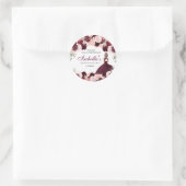 Burgundy Blush Pink Floral Quinceanera Runder Aufkleber (Tasche)