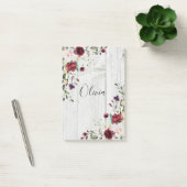 Burgundy Blush Pink Floral Rustikal Post-it Klebezettel (Büro)