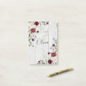 Burgundy Blush Pink Floral Rustikal Post-it Klebezettel (Auf Schreibtisch)