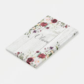 Burgundy Blush Pink Floral Rustikal Post-it Klebezettel (angewinkelt)