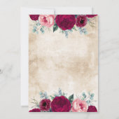 Burgundy Blush Pink Gold Floral Geometric Wedding Einladung (Rückseite)