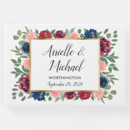 Burgundy Blush Pink Navy Blue Marsala Gold Wedding Gästebuch