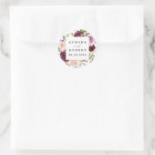 Burgundy Blush Pink Peach Gold Gastgeschenk Hochze Runder Aufkleber (Tasche)