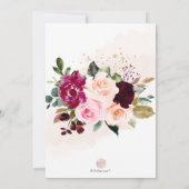 Burgundy Blush Pink Roses Brautparty Einladung (Rückseite)