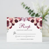 Burgundy Blush Pink UAWG Umschließkarte RSVP Karte (Stehend Vorderseite)
