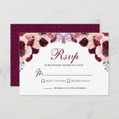 Burgundy Blush Pink UAWG Umschließkarte RSVP Karte (Vorne/Hinten)