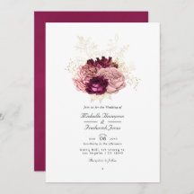 Burgundy Blush Pink und Gold QR Code UAWG Wedding