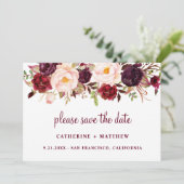 Burgundy Blush Pink Wedding Save the Date (Stehend Vorderseite)