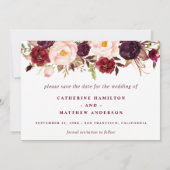 Burgundy Blush Pink Wedding Save the Date (Rückseite)