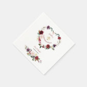 Burgundy Blush Plum Floral Girl Bestätigung Serviette (Ecke)