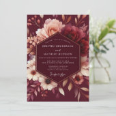 Burgundy Blush Romantic Wedding Einladung (Stehend Vorderseite)